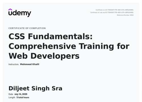 CSS-certificate of Diljeet Singh Sran