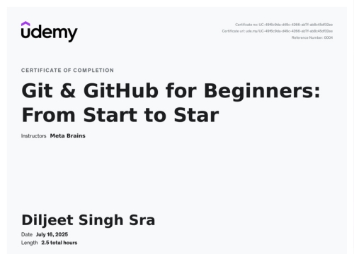 Git-github-certificate of Diljeet Singh Sran