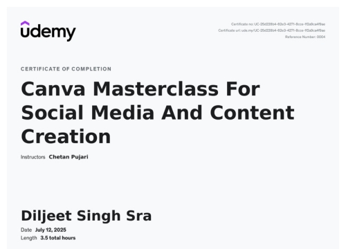 canva-certificate of Diljeet Singh Sran